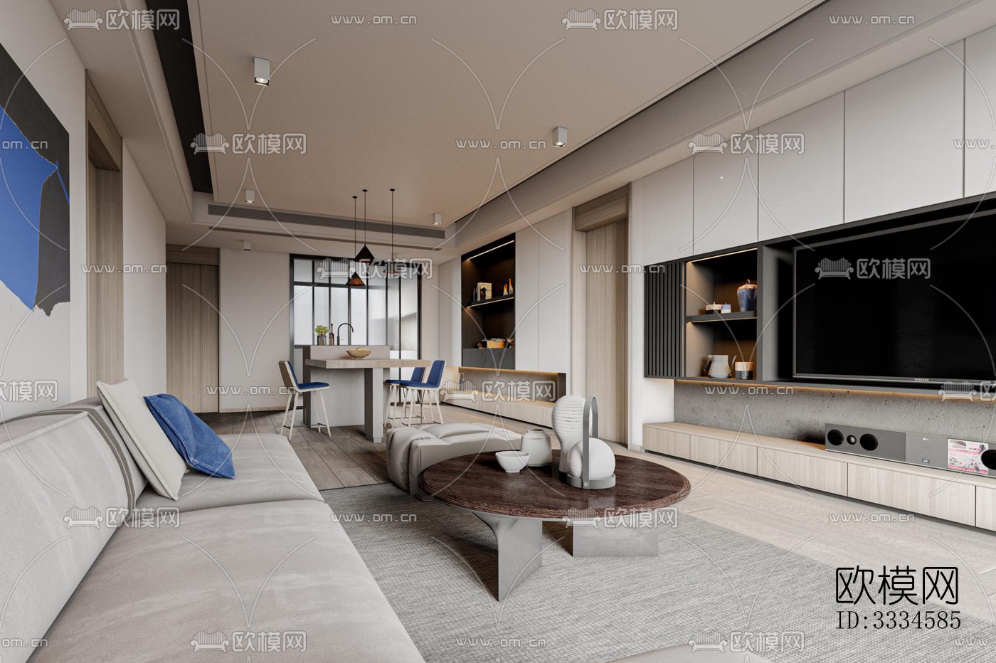 现代客厅效果图下载（渲染图1）