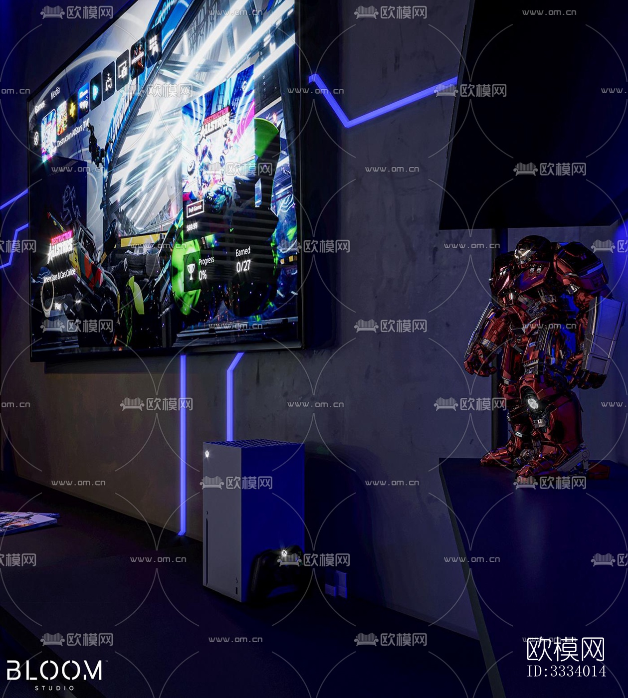 现代卧室效果图下载（渲染图12）