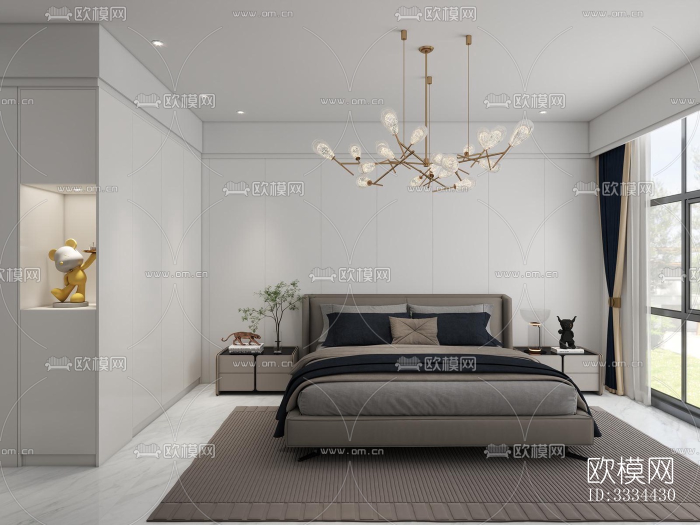 现代卧室效果图下载（渲染图2）