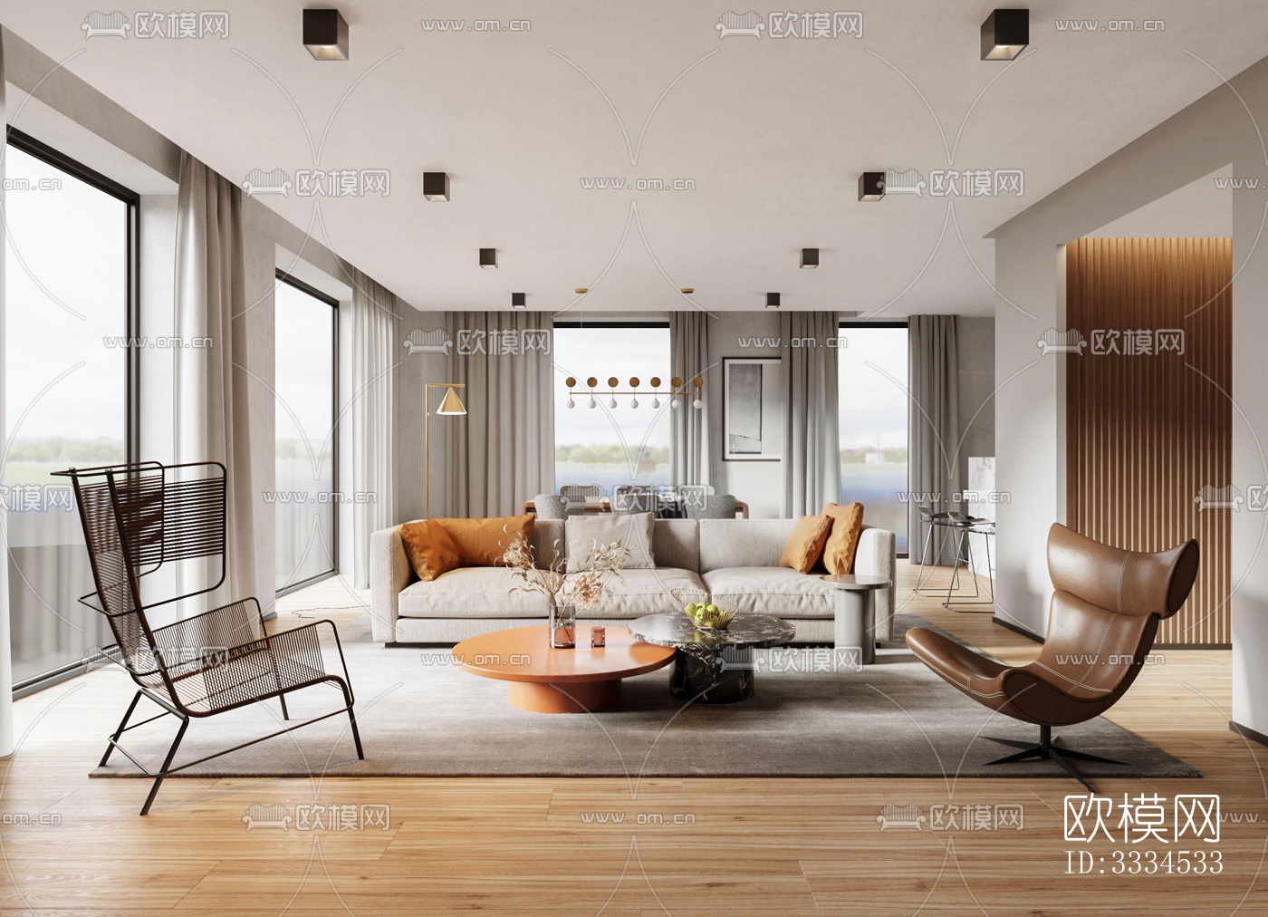 现代客厅效果图下载（渲染图1）