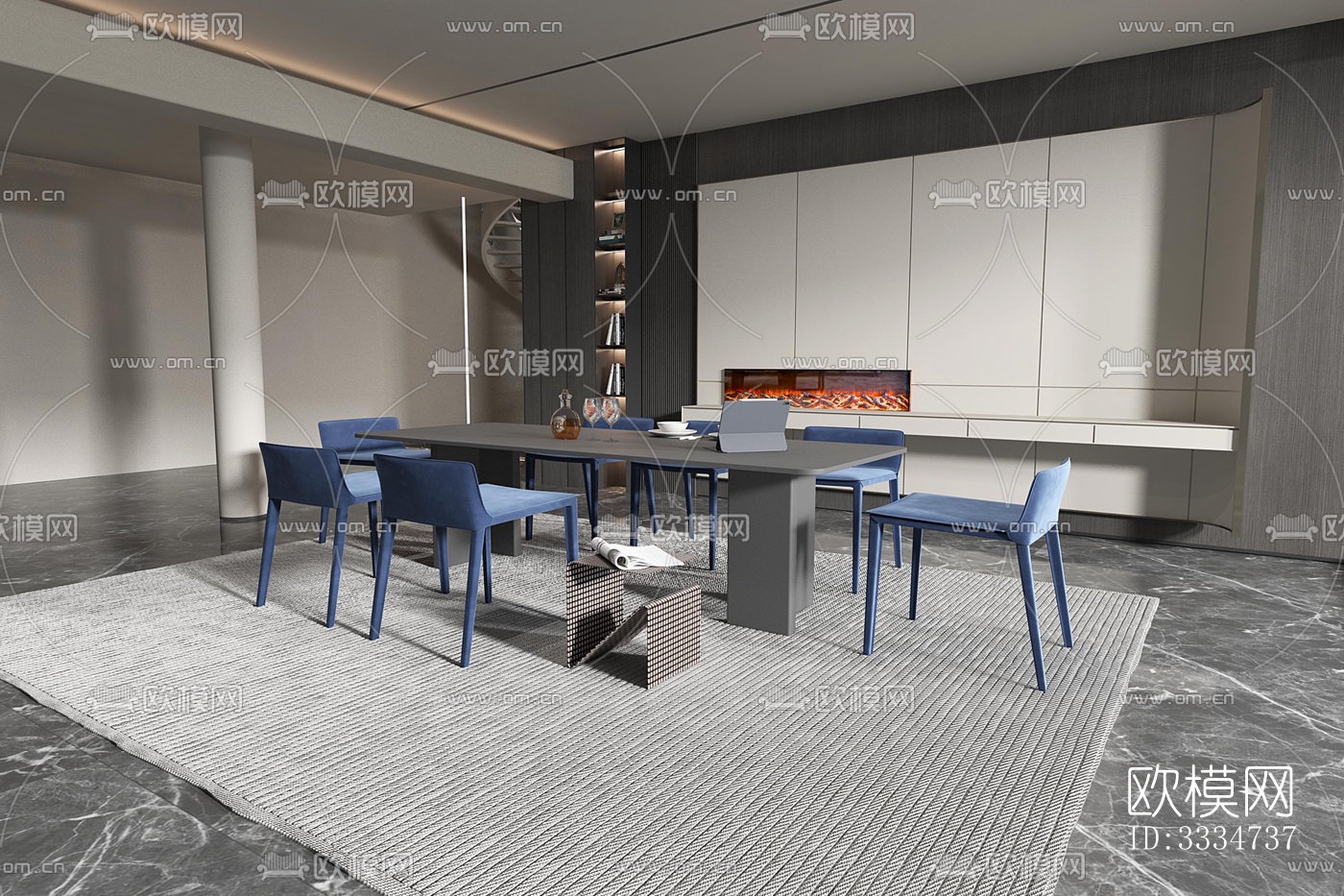 现代餐厅效果图下载（渲染图3）