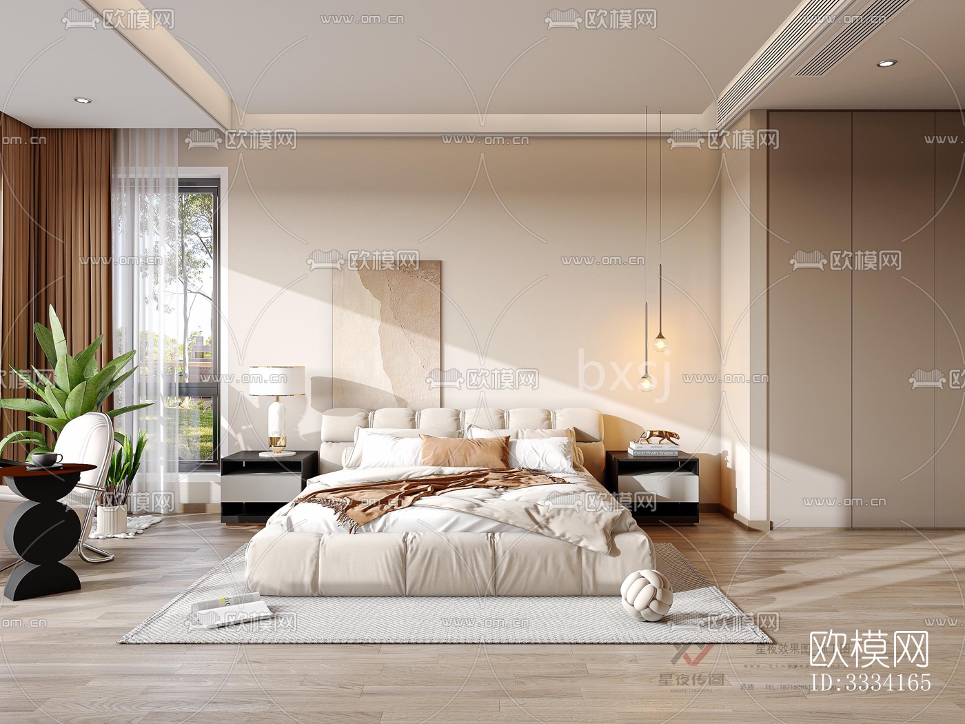 现代卧室效果图下载（渲染图8）
