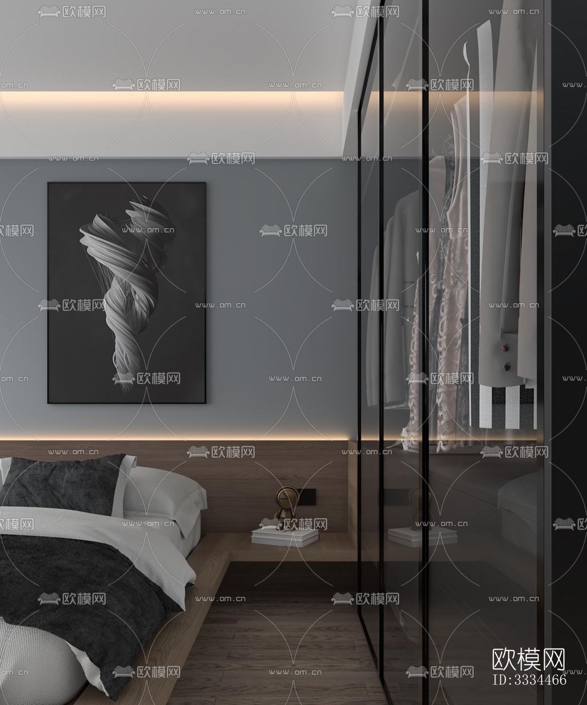 现代卧室效果图下载（渲染图6）