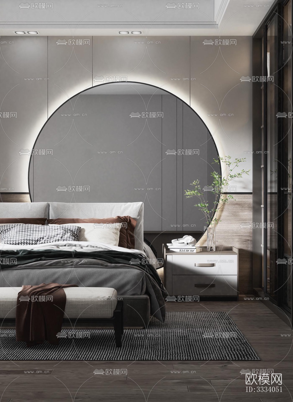 现代卧室效果图下载（渲染图3）
