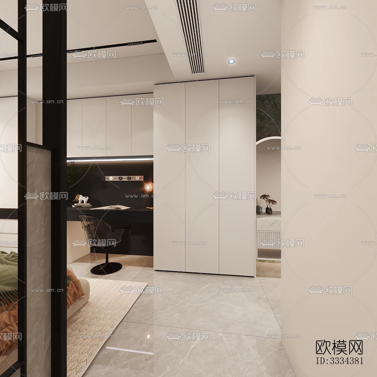 现代卧室效果图下载（渲染图1）