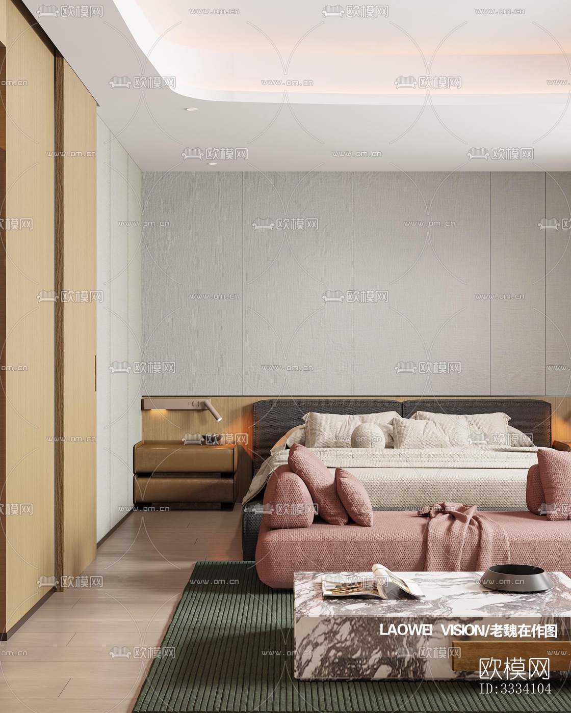 现代卧室效果图下载（渲染图1）