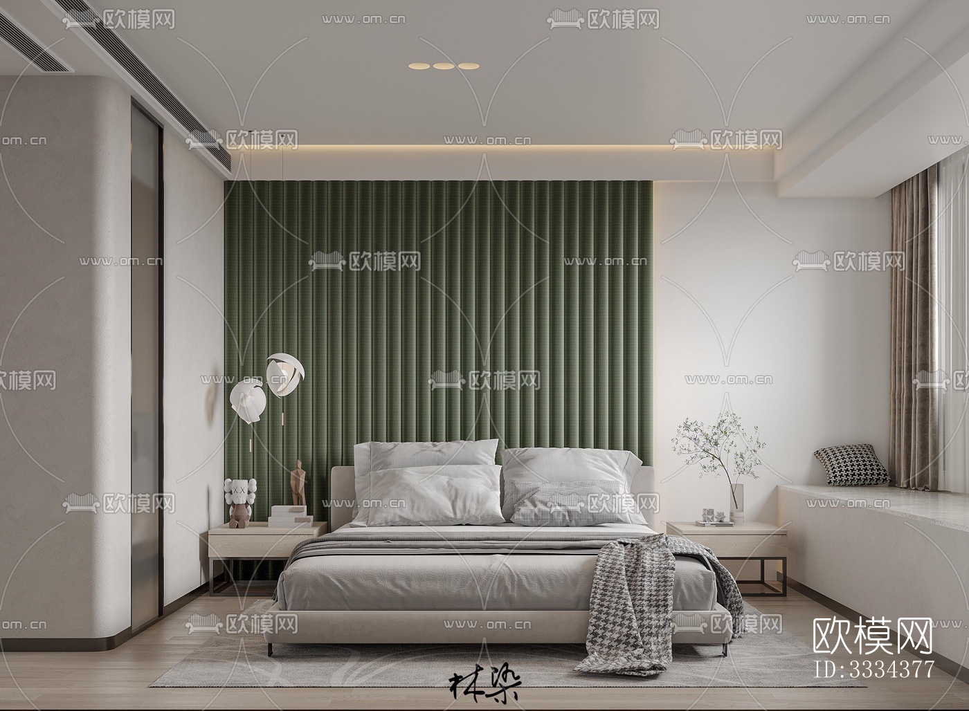 现代卧室效果图下载（渲染图8）