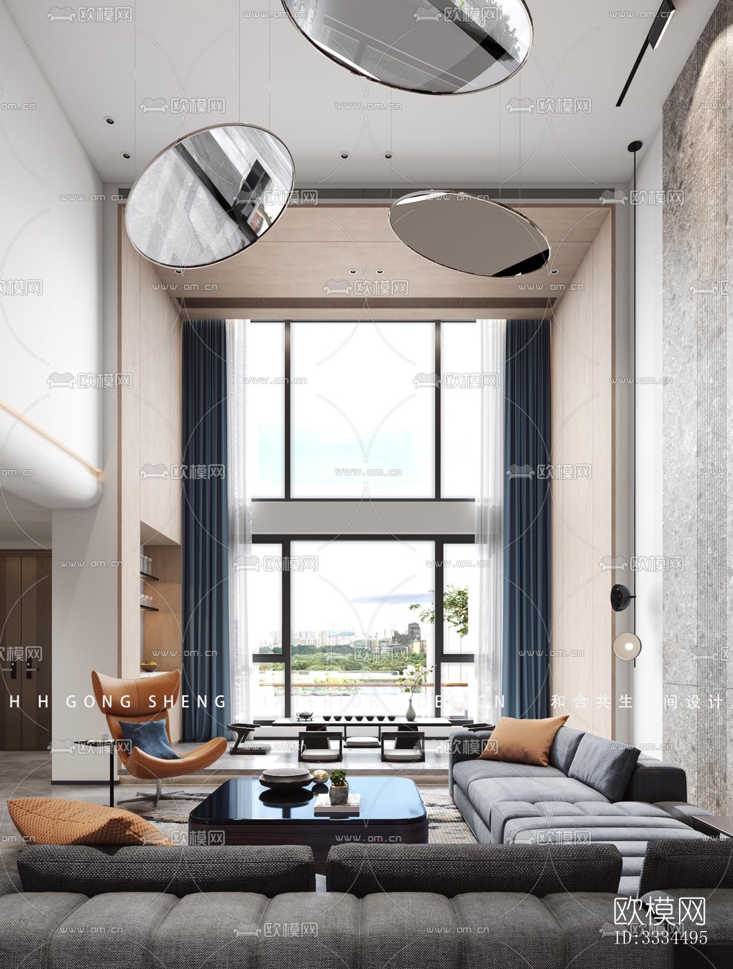 现代客厅效果图下载（渲染图10）
