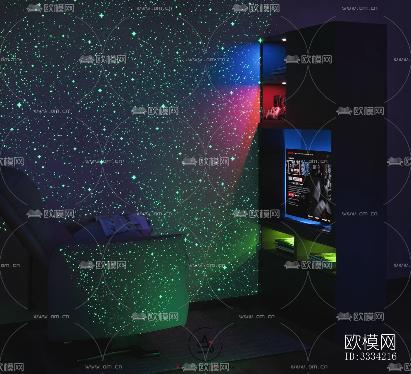 现代卧室效果图下载（渲染图7）