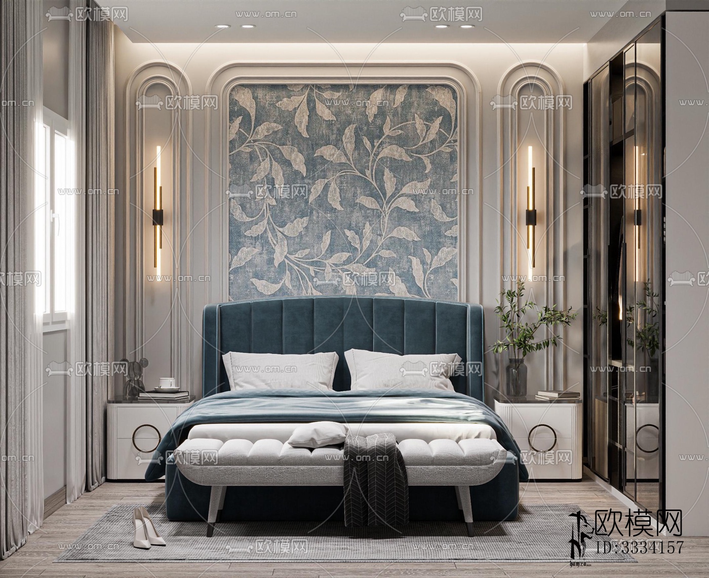 现代卧室效果图下载（渲染图1）