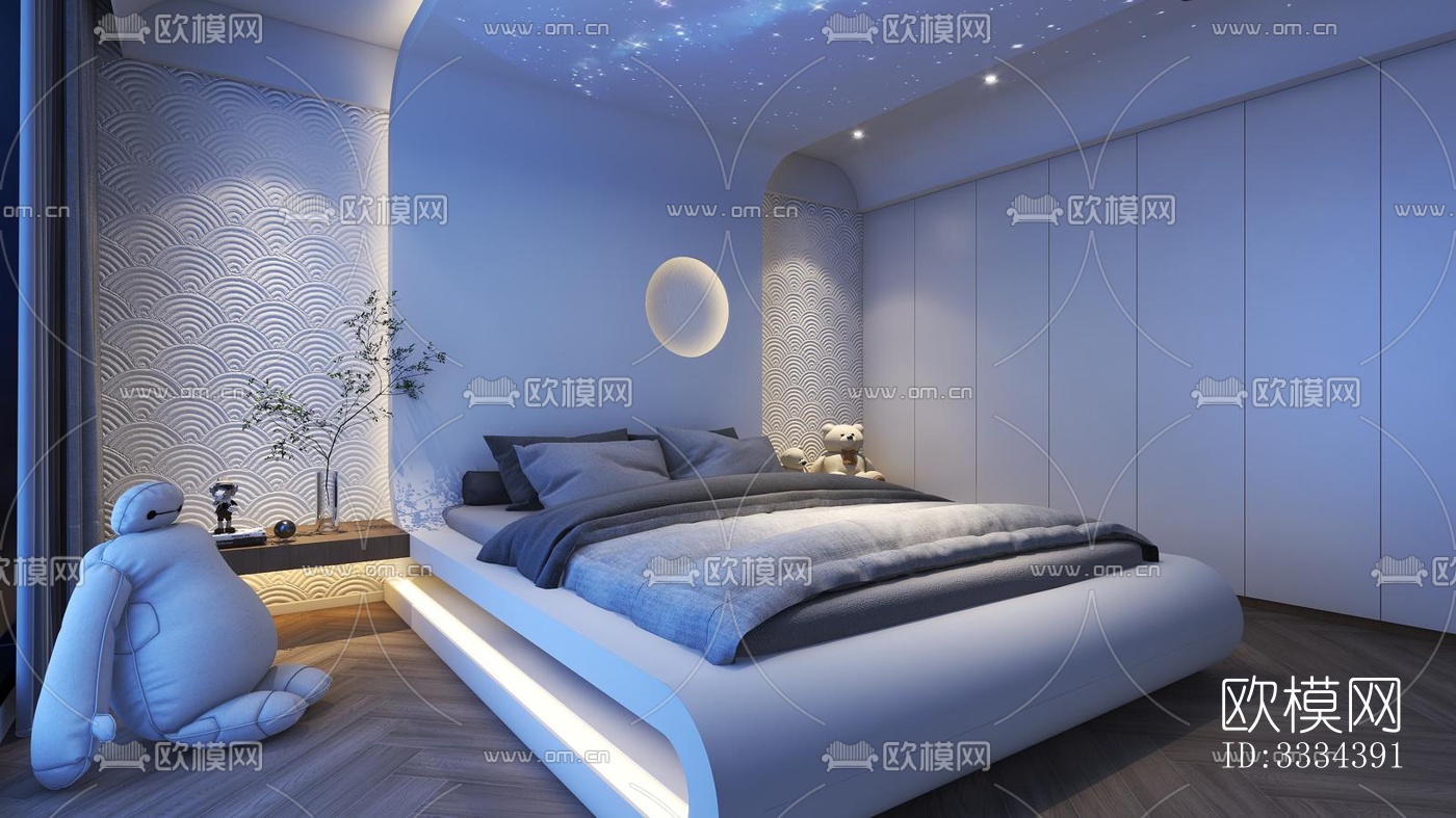 现代卧室效果图下载（渲染图3）