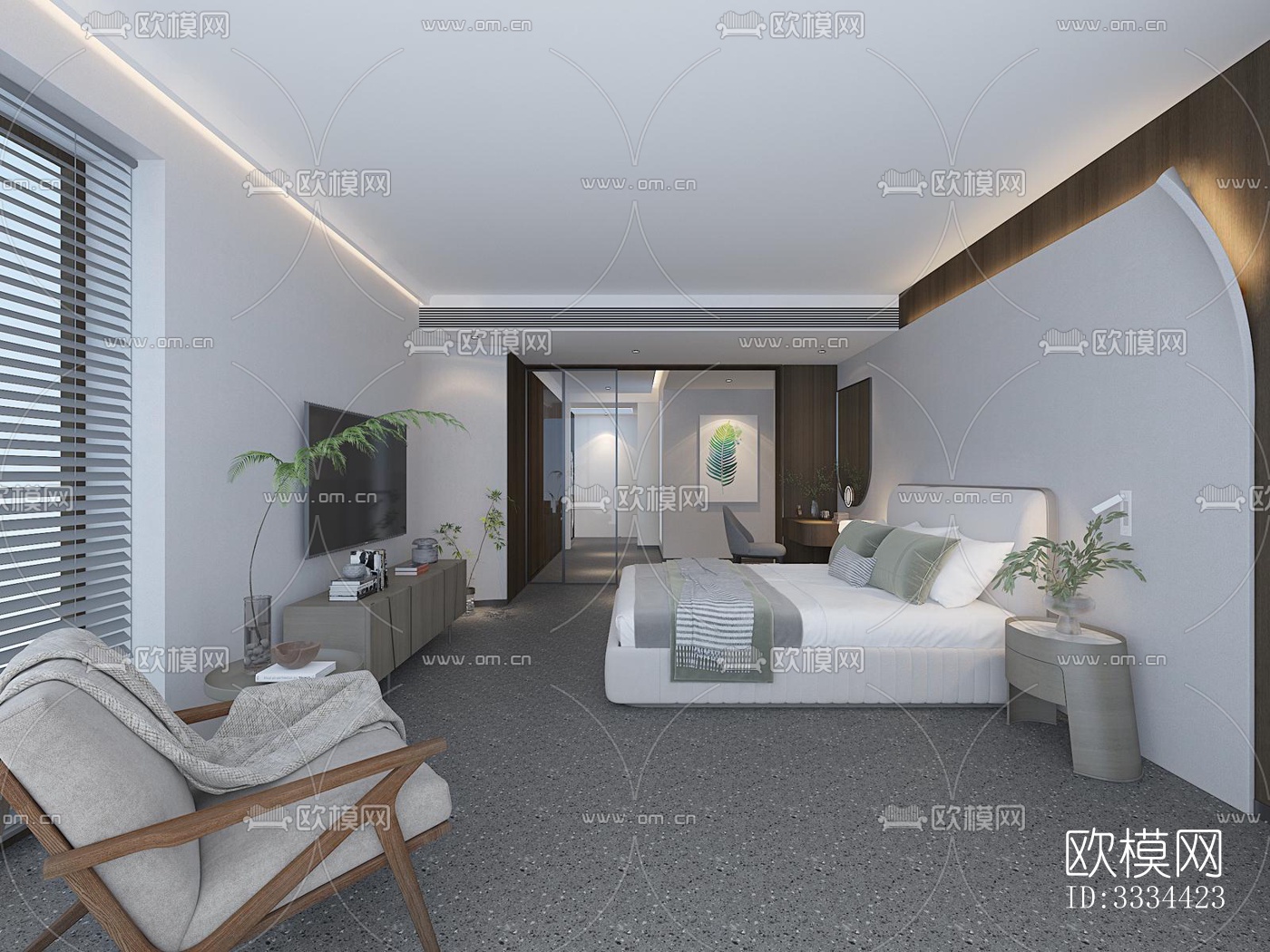 现代卧室效果图下载（渲染图5）
