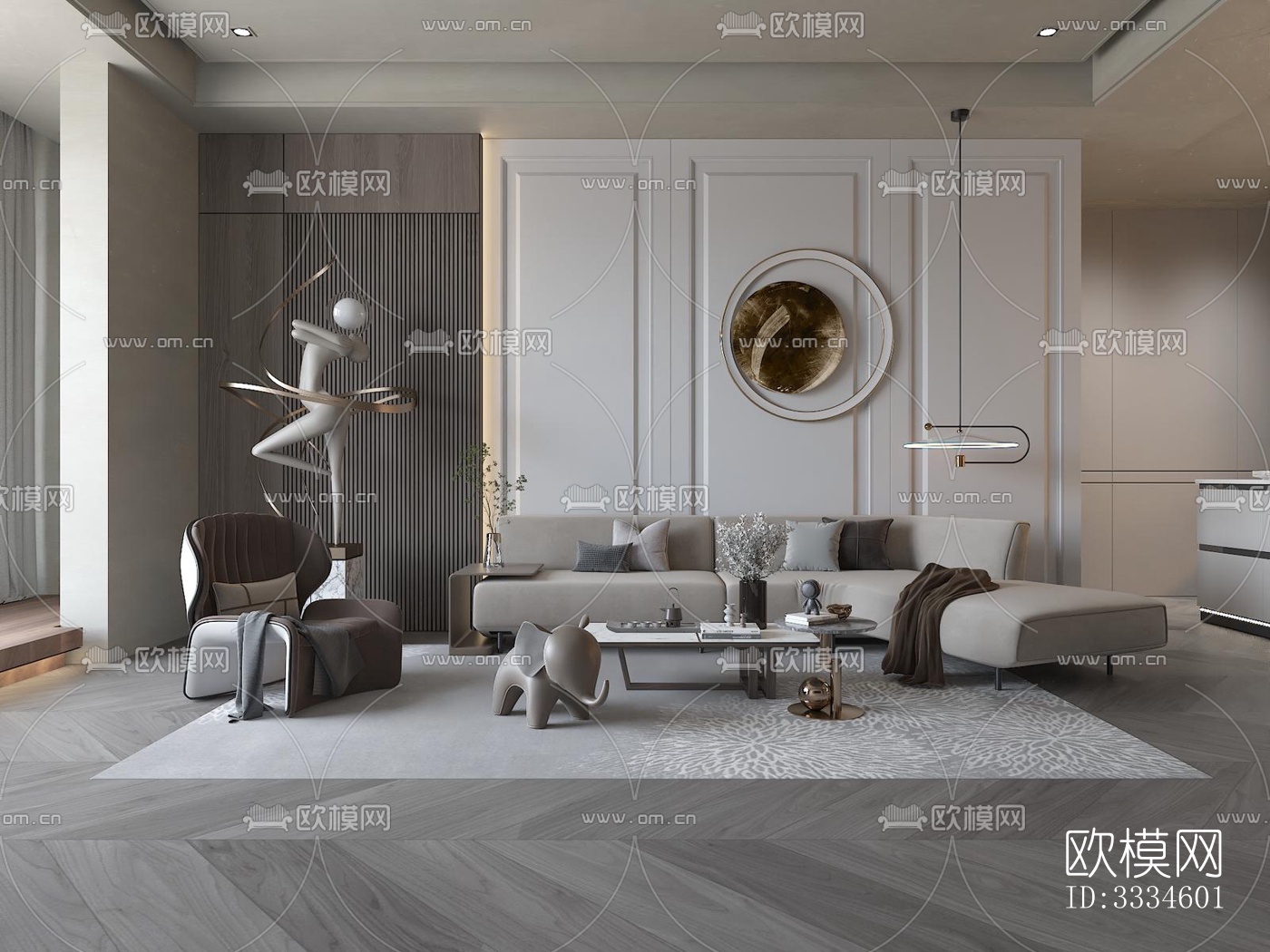 现代客厅效果图下载（渲染图3）