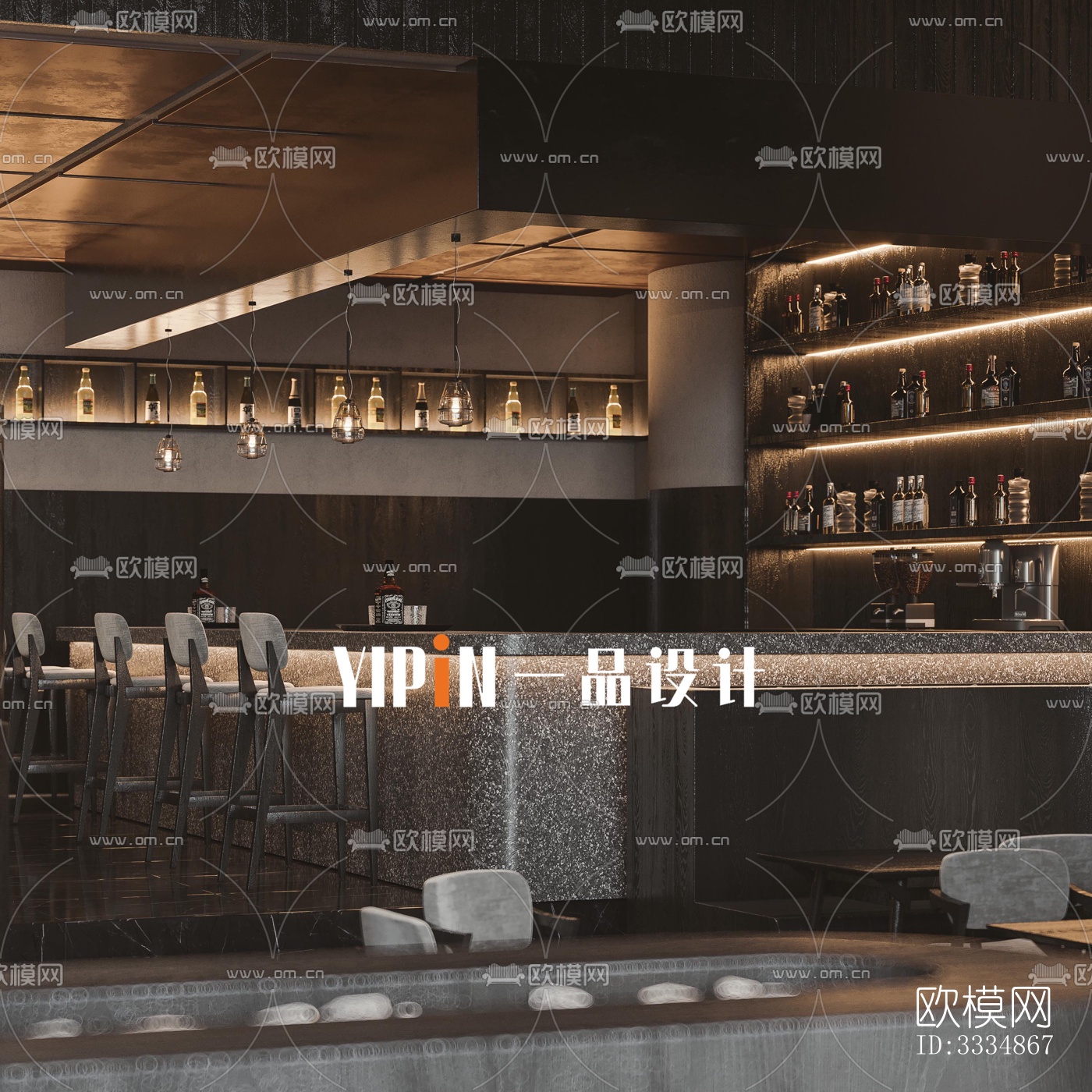 现代餐厅效果图下载（渲染图6）