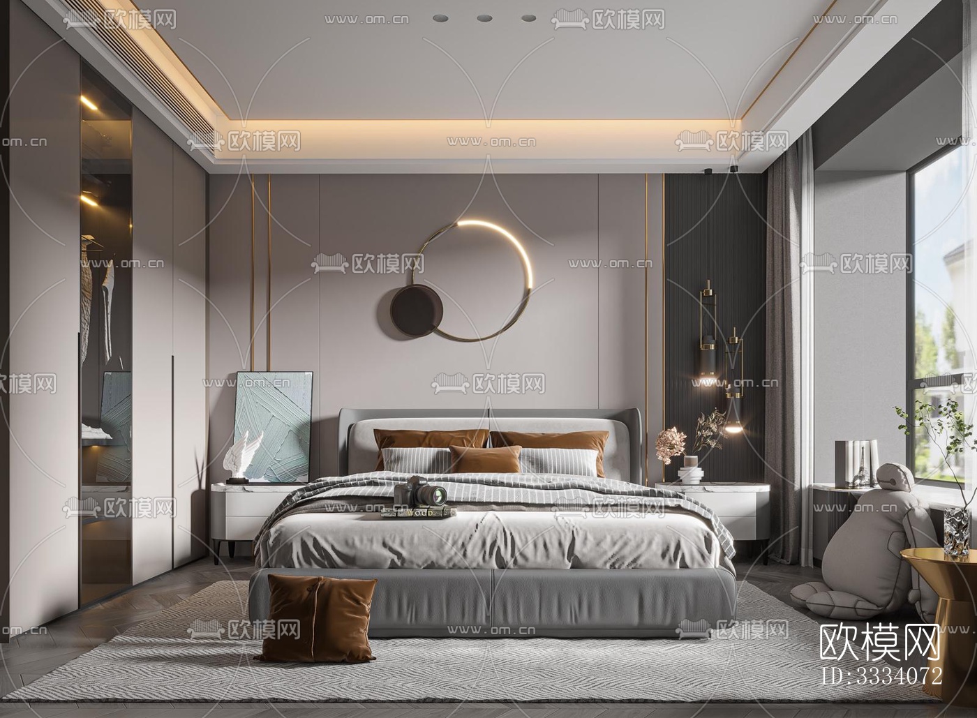 现代卧室效果图下载（渲染图1）