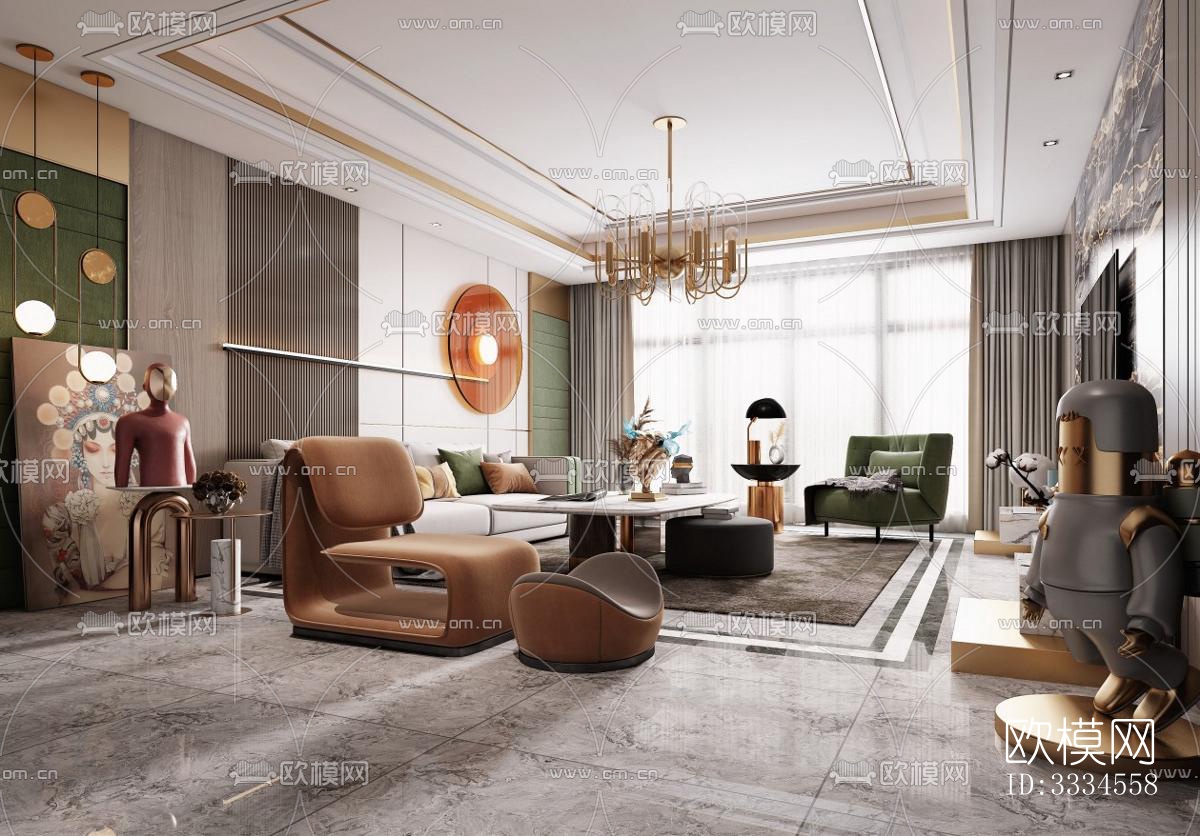 现代客厅效果图下载（渲染图3）