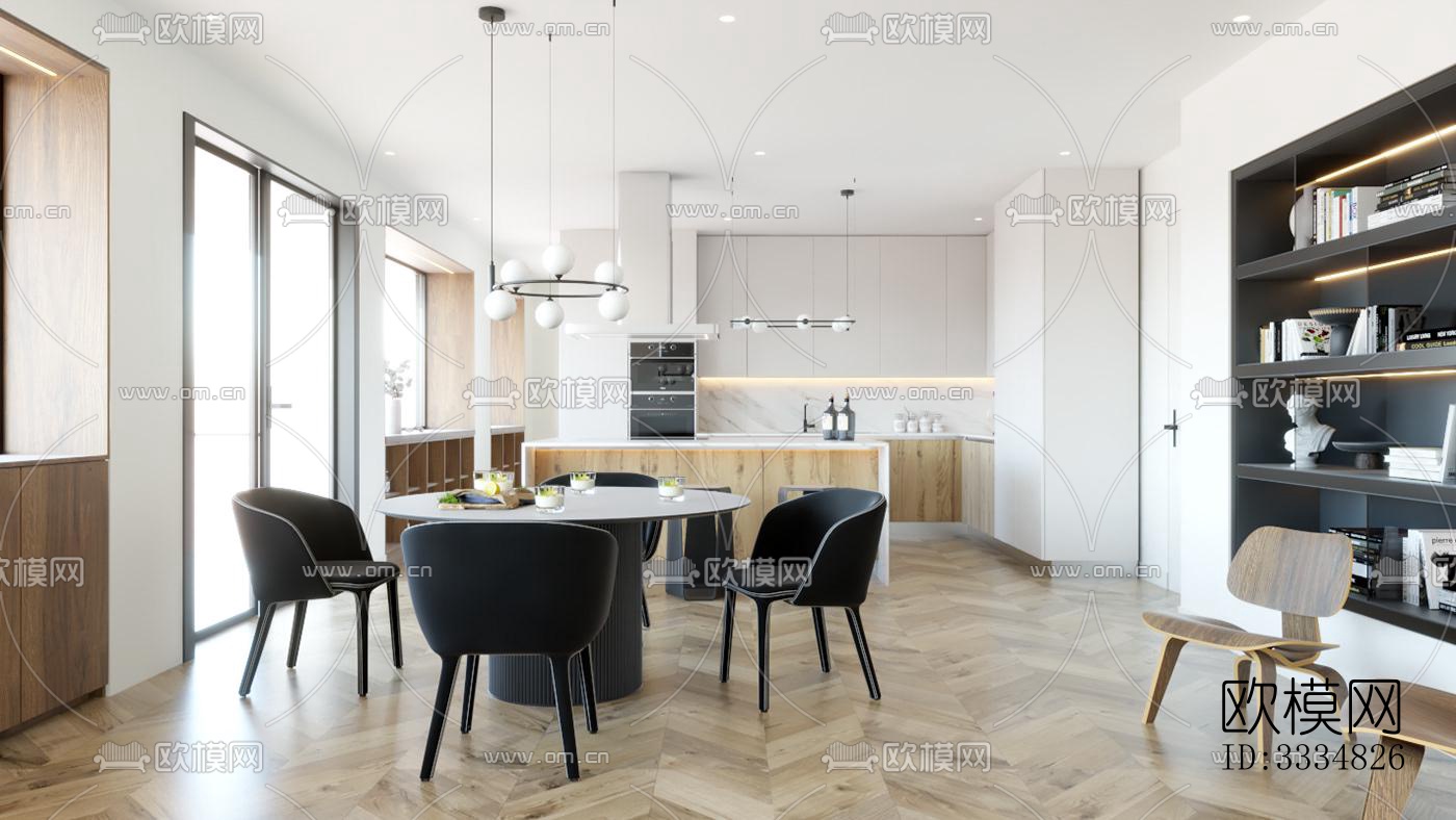 现代餐厅效果图下载（渲染图3）