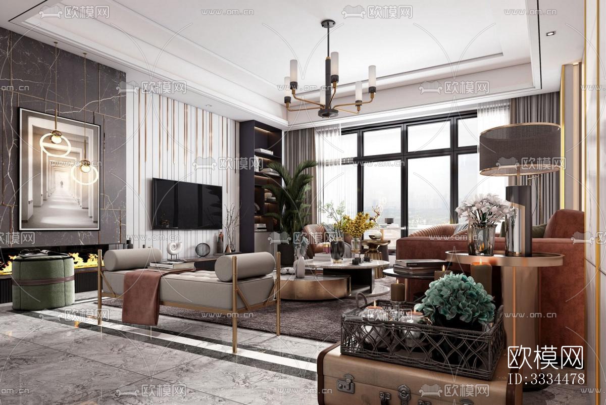 现代客厅效果图下载（渲染图7）