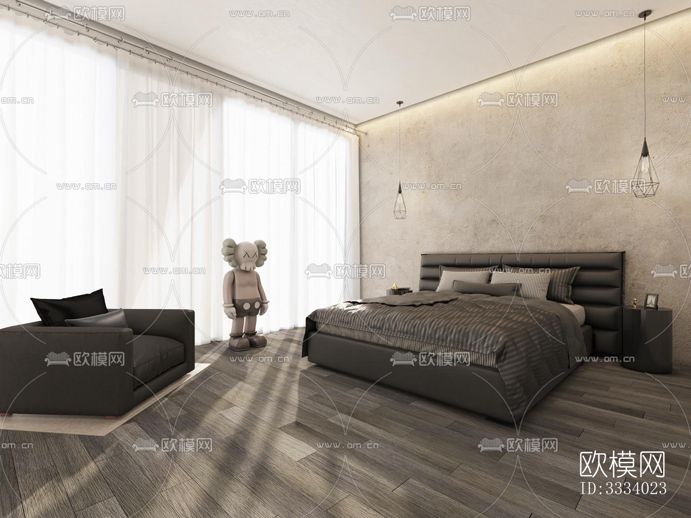 现代卧室效果图下载（渲染图2）