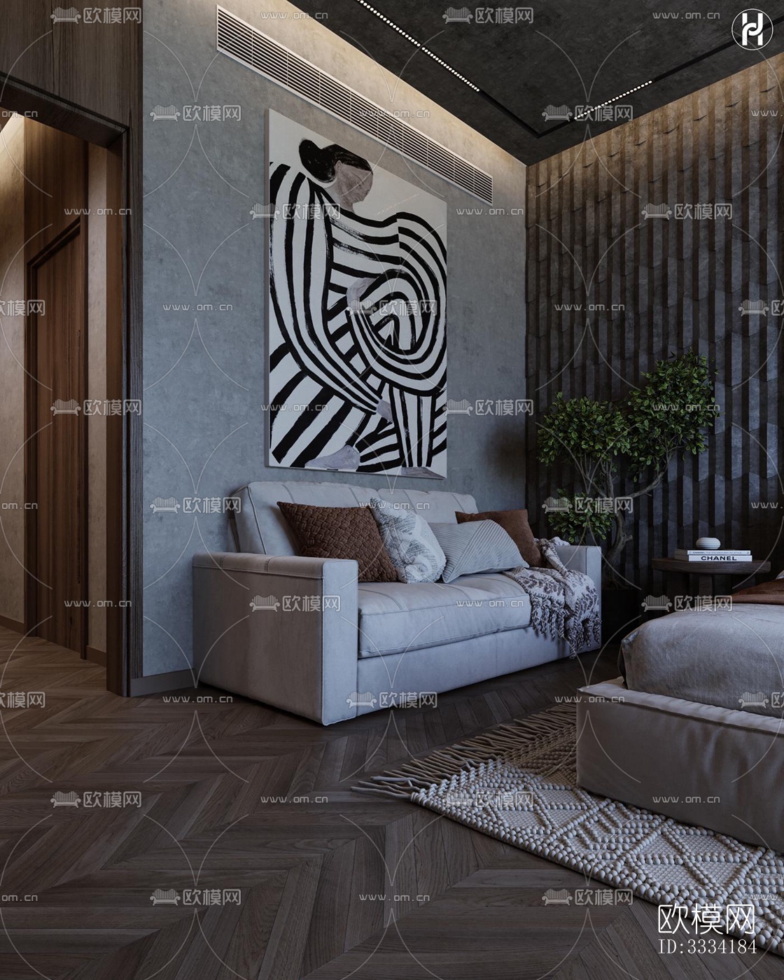 现代卧室效果图下载（渲染图7）