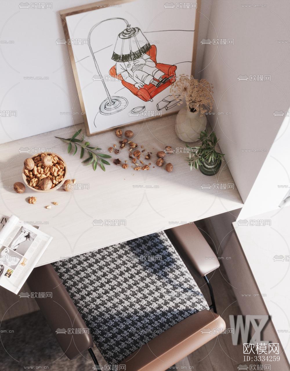 现代卧室效果图下载（渲染图3）