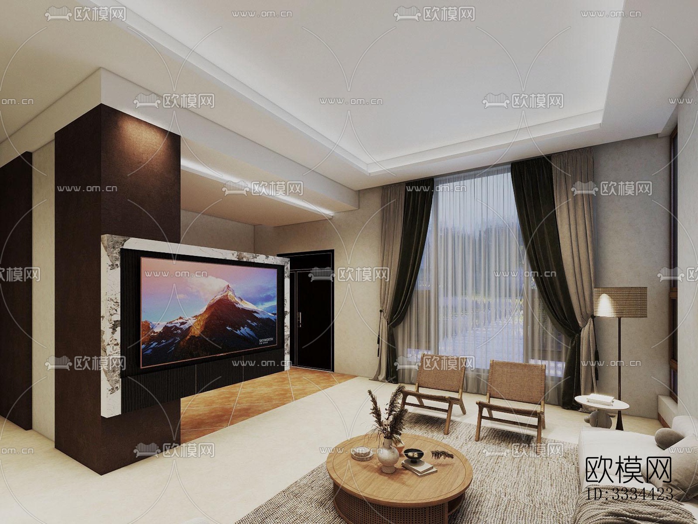 现代卧室效果图下载（渲染图1）