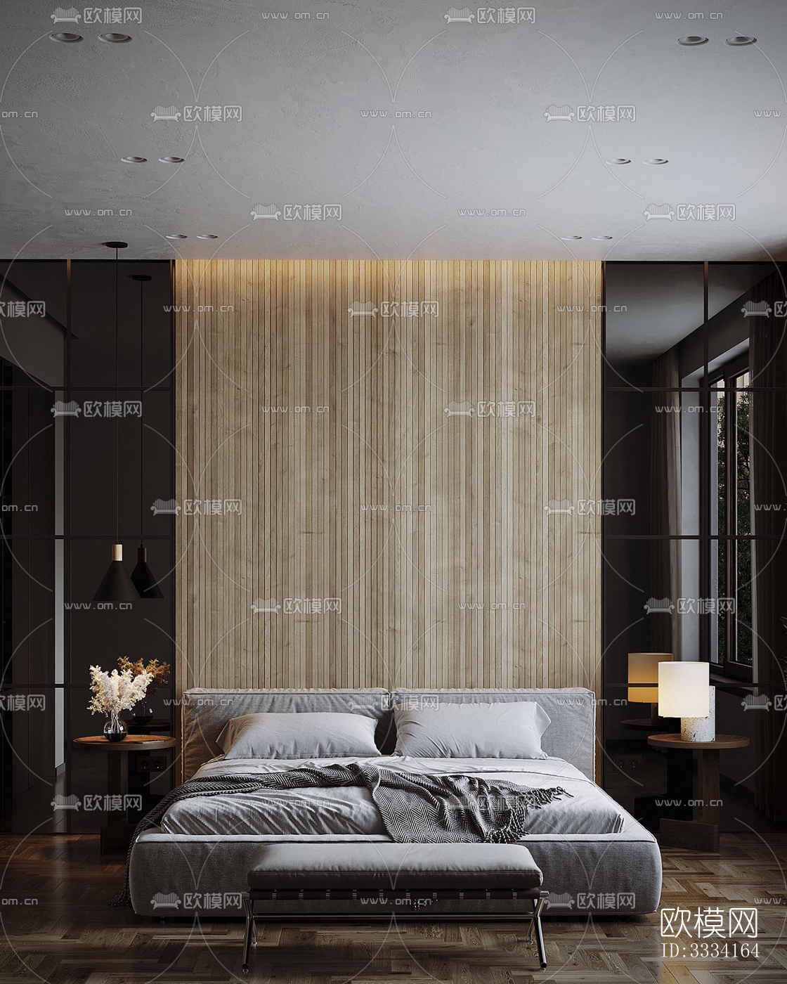 现代卧室效果图下载（渲染图3）