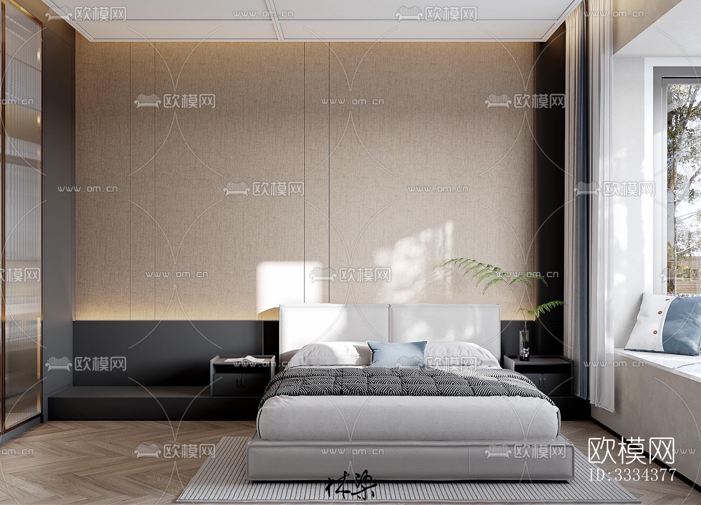 现代卧室效果图下载（渲染图6）