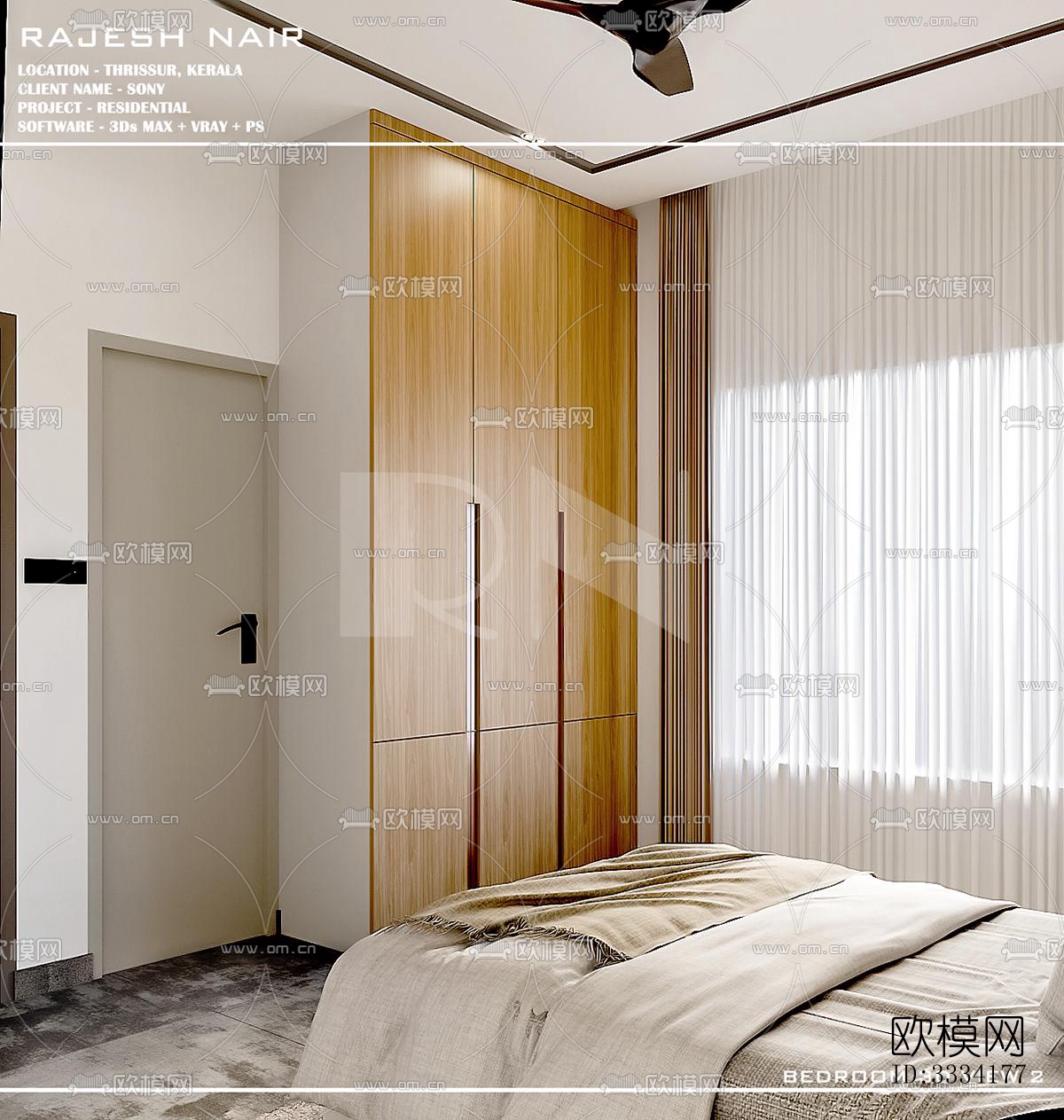 现代卧室效果图下载（渲染图3）