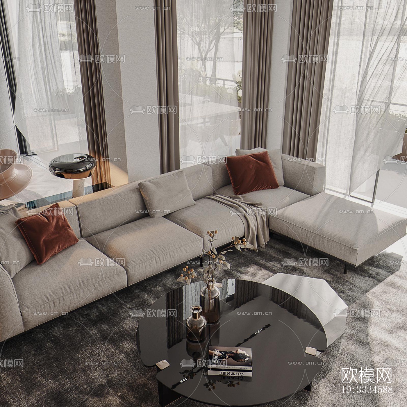 现代客厅效果图下载（渲染图3）