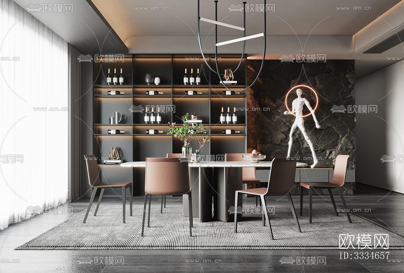 现代餐厅效果图下载（渲染图4）