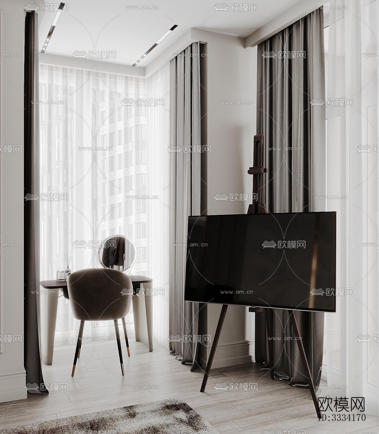 现代卧室效果图下载（渲染图6）