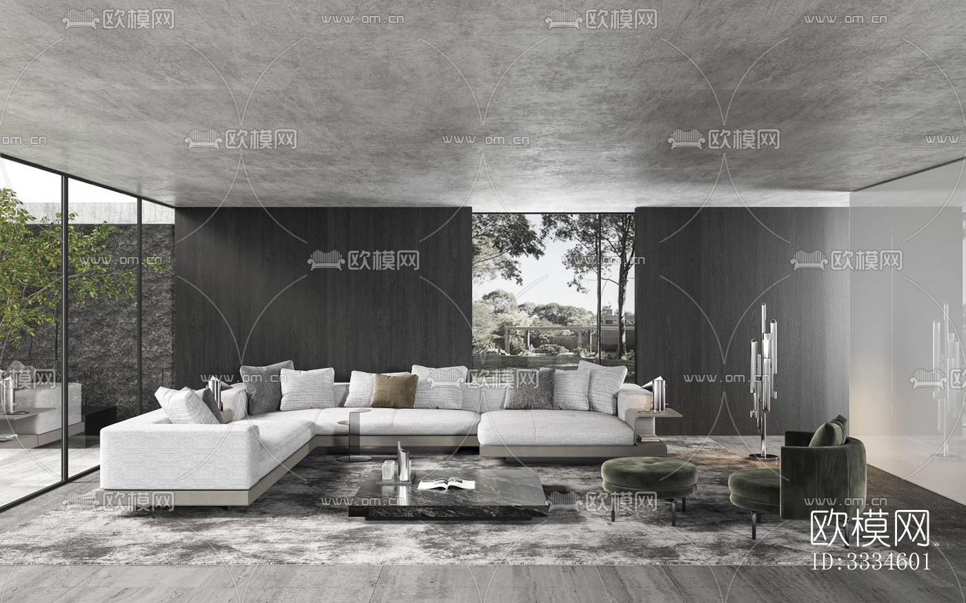 现代客厅效果图下载（渲染图5）