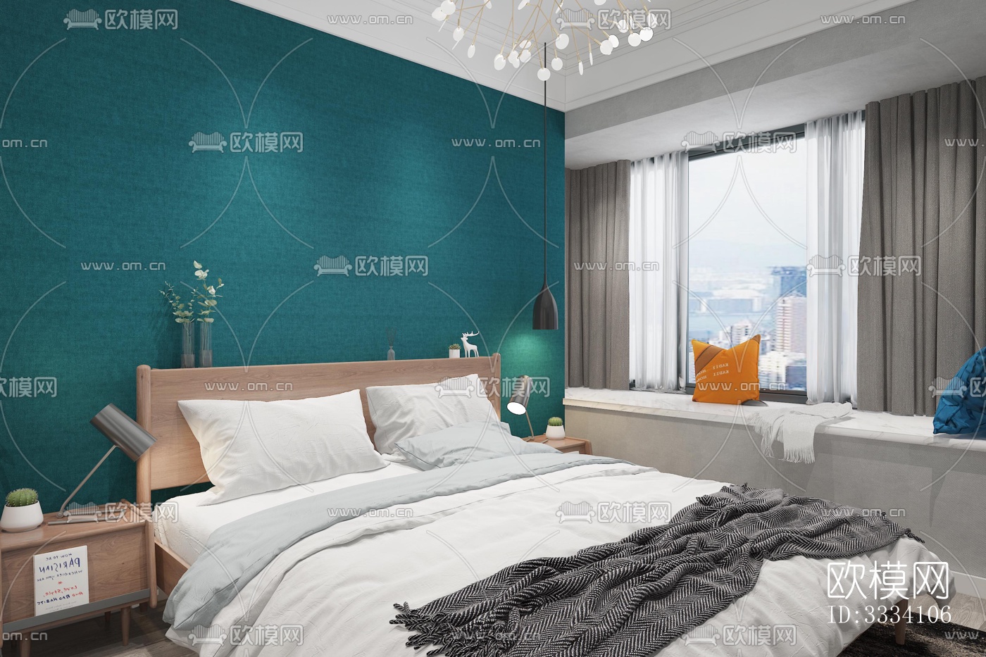 现代卧室效果图下载（渲染图4）