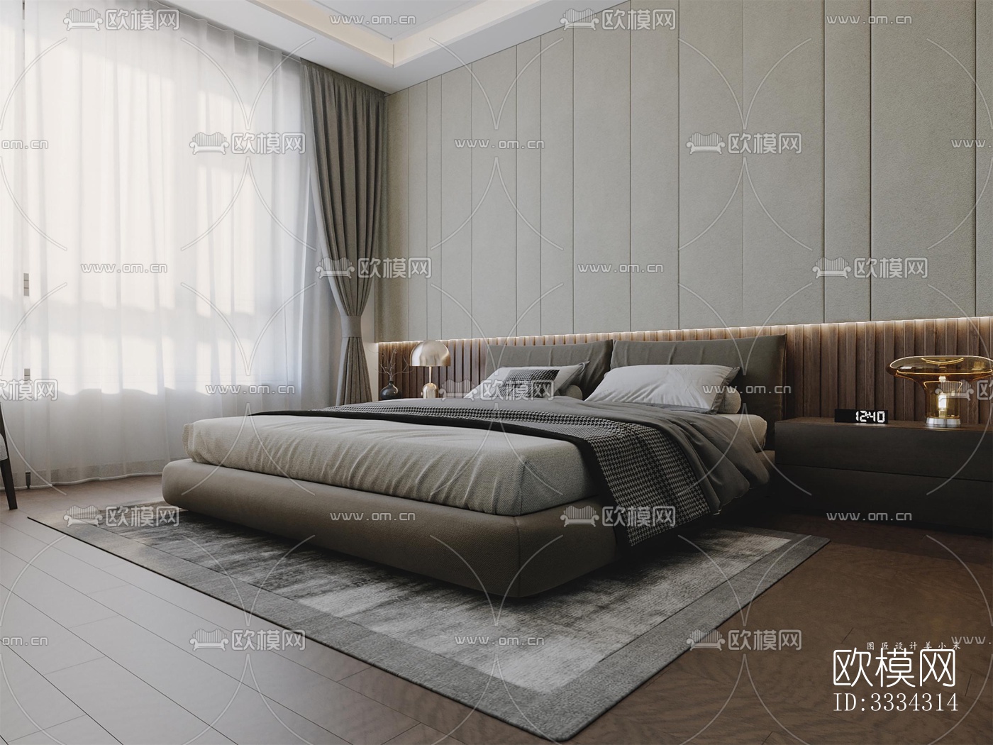 现代卧室效果图下载（渲染图1）