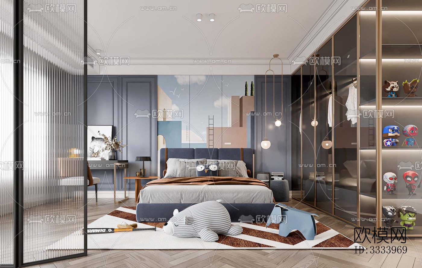 现代儿童房效果图下载（渲染图1）