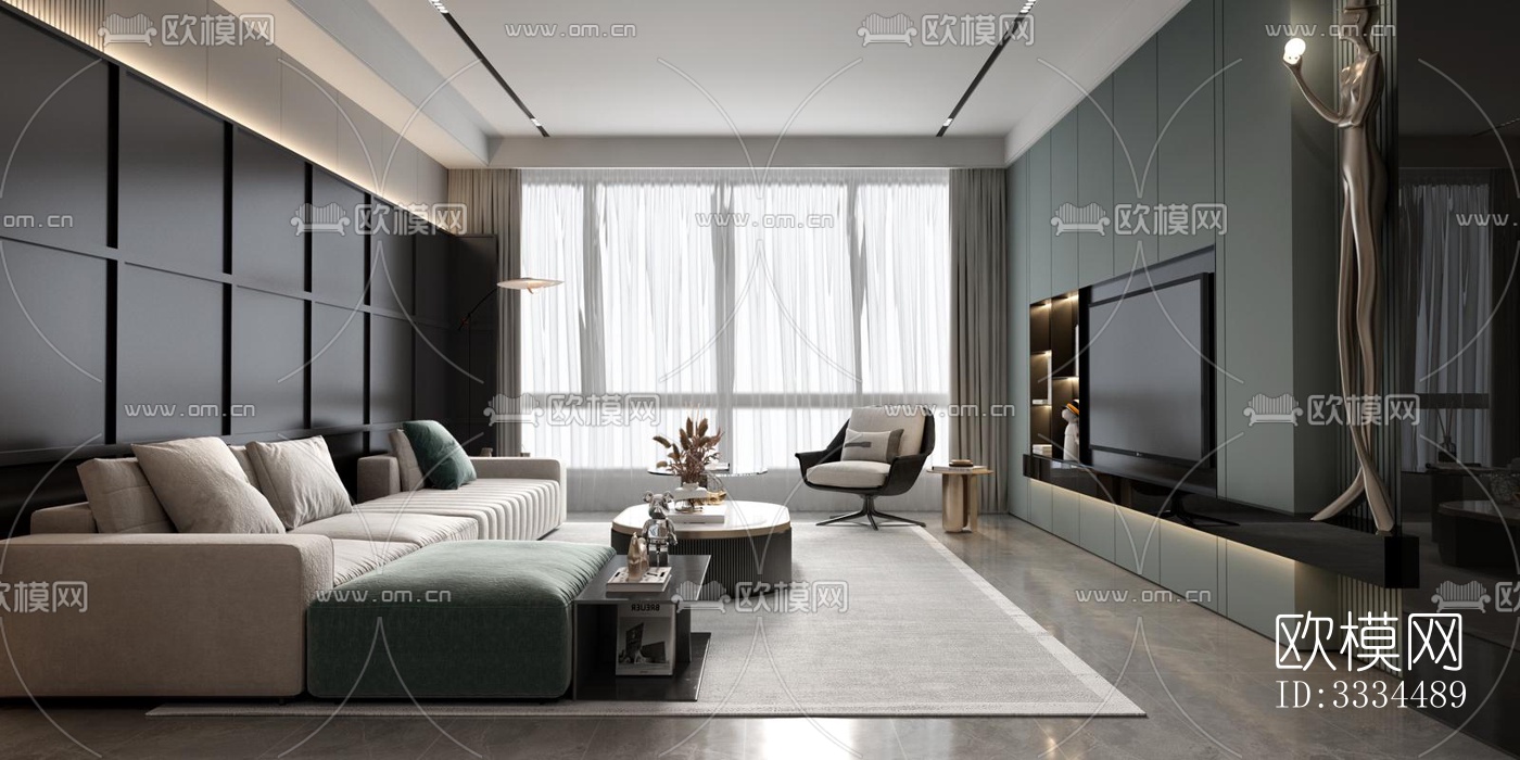 现代客厅效果图下载（渲染图10）