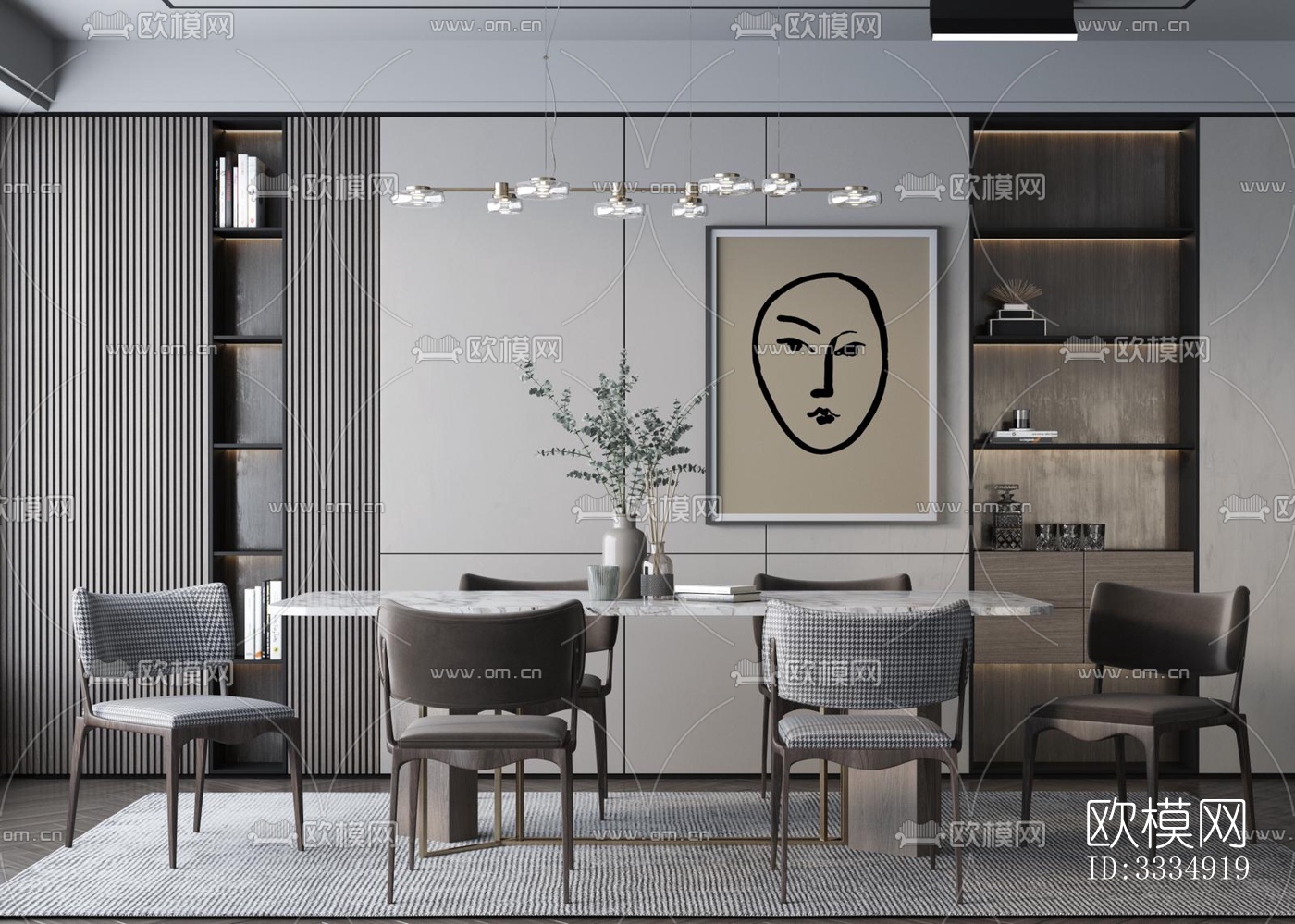 现代餐厅效果图下载（渲染图2）