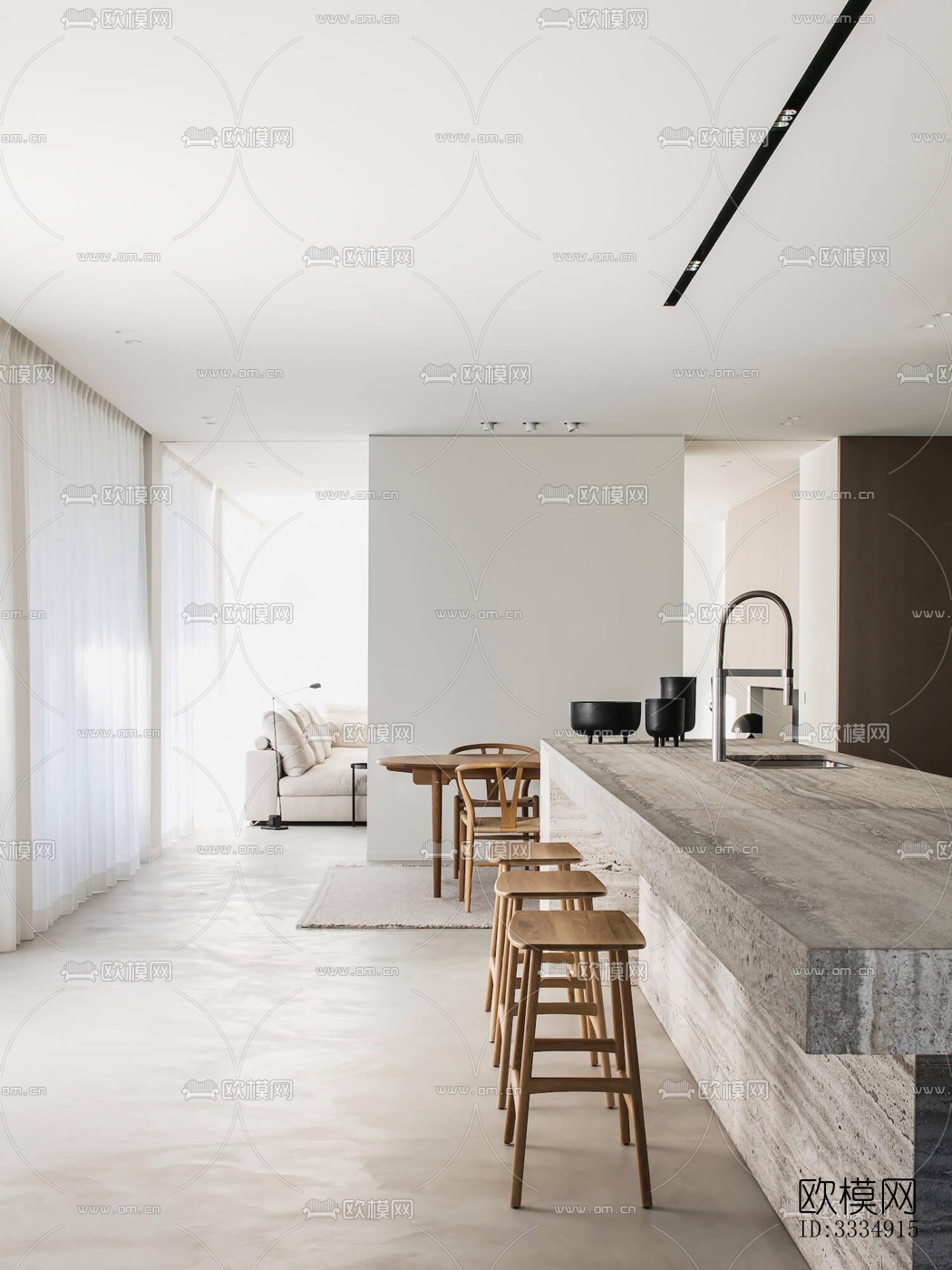 现代餐厅效果图下载（渲染图2）