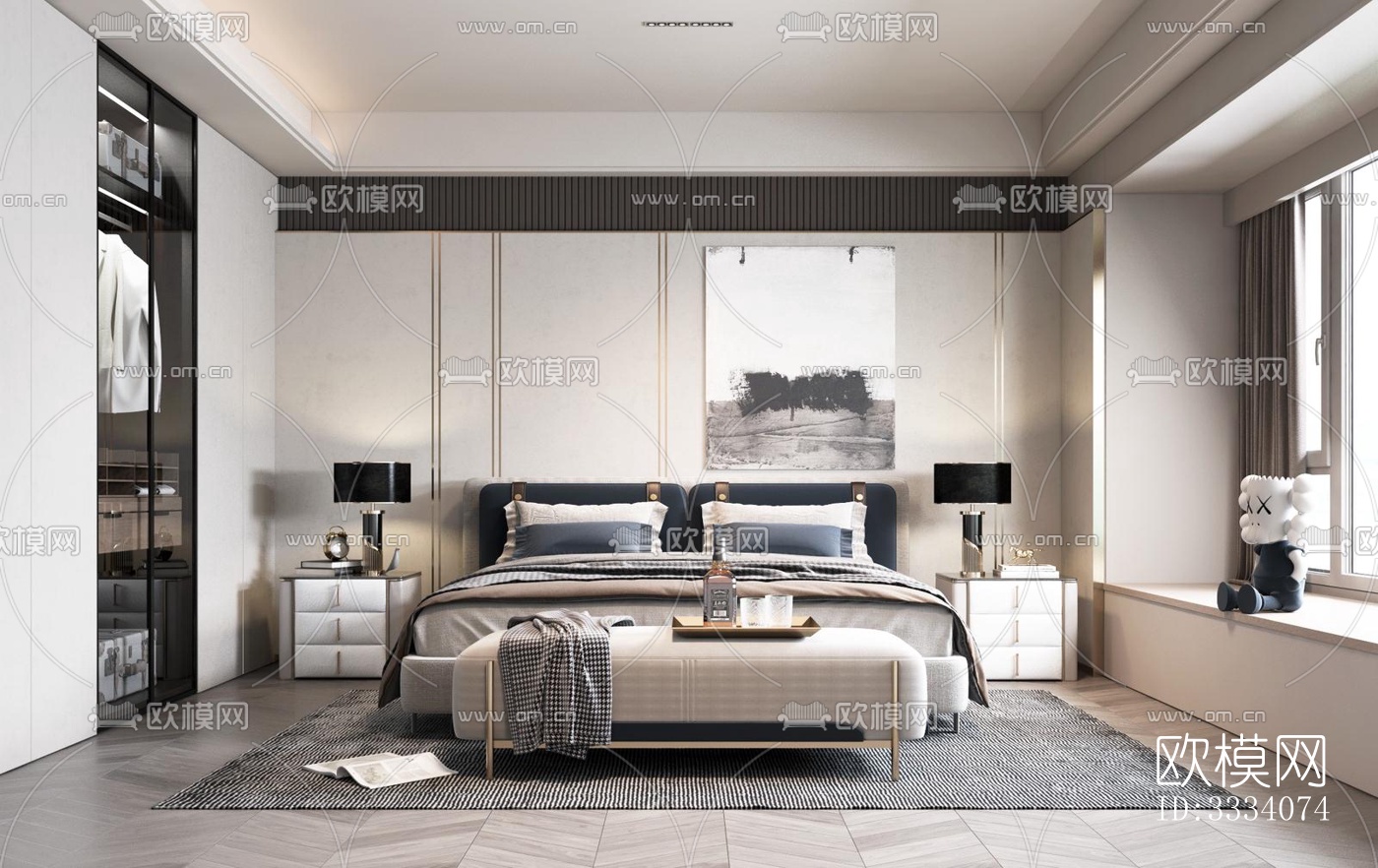 现代卧室效果图下载（渲染图5）