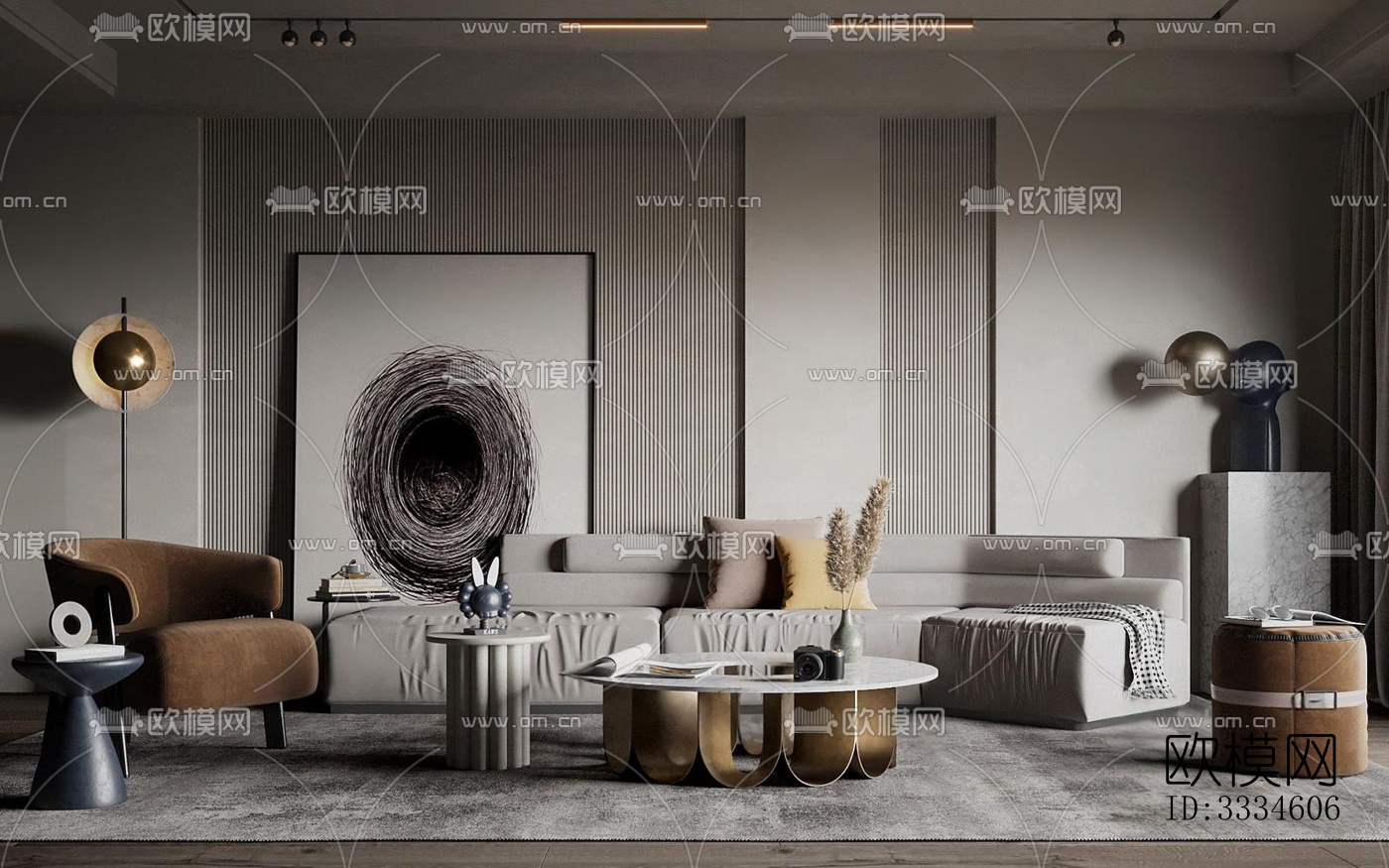 现代客厅效果图下载（渲染图4）