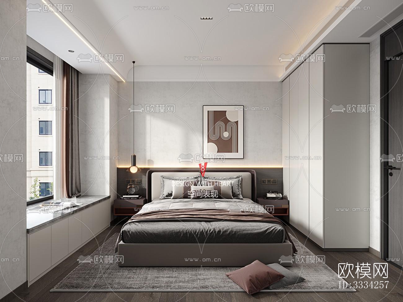 现代卧室效果图下载（渲染图9）