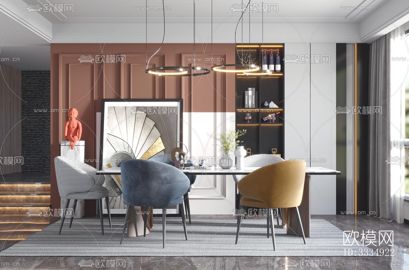 现代餐厅效果图下载（渲染图7）