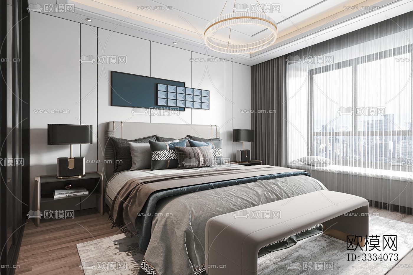 现代卧室效果图下载（渲染图5）