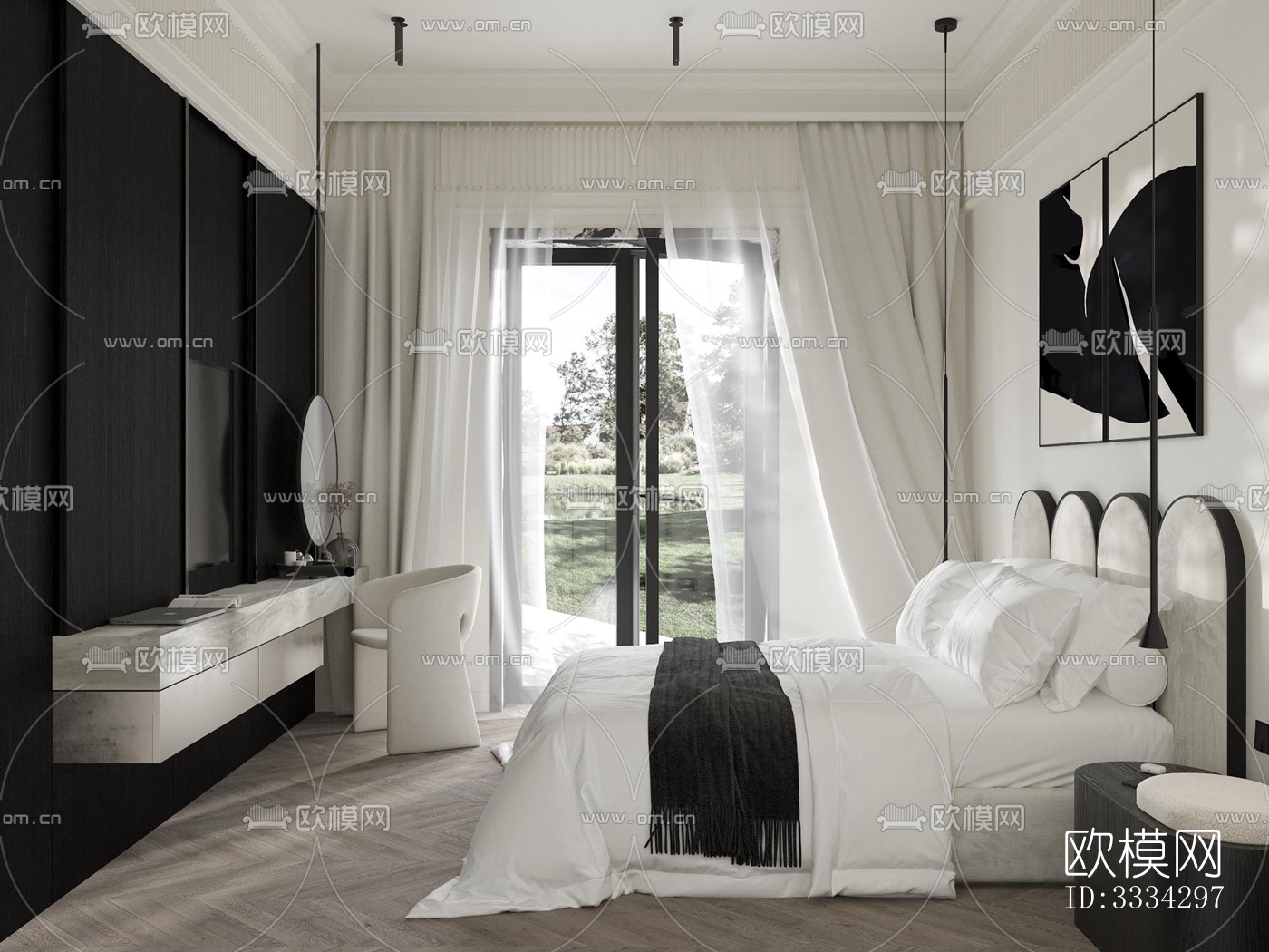 现代卧室效果图下载（渲染图12）