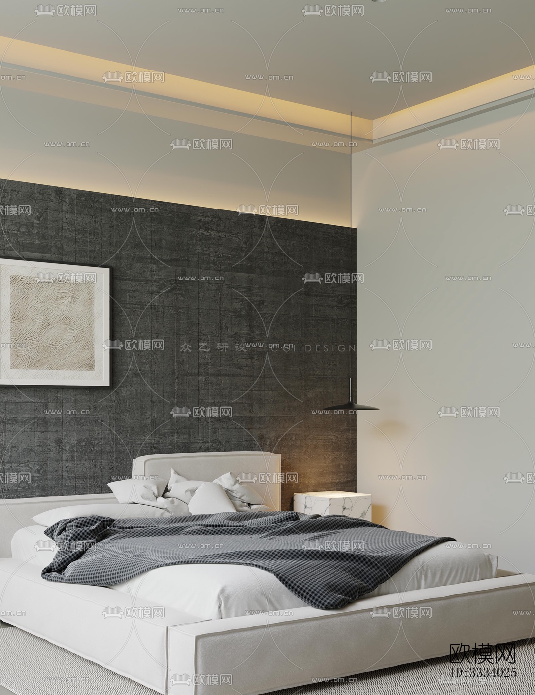 现代卧室效果图下载（渲染图3）