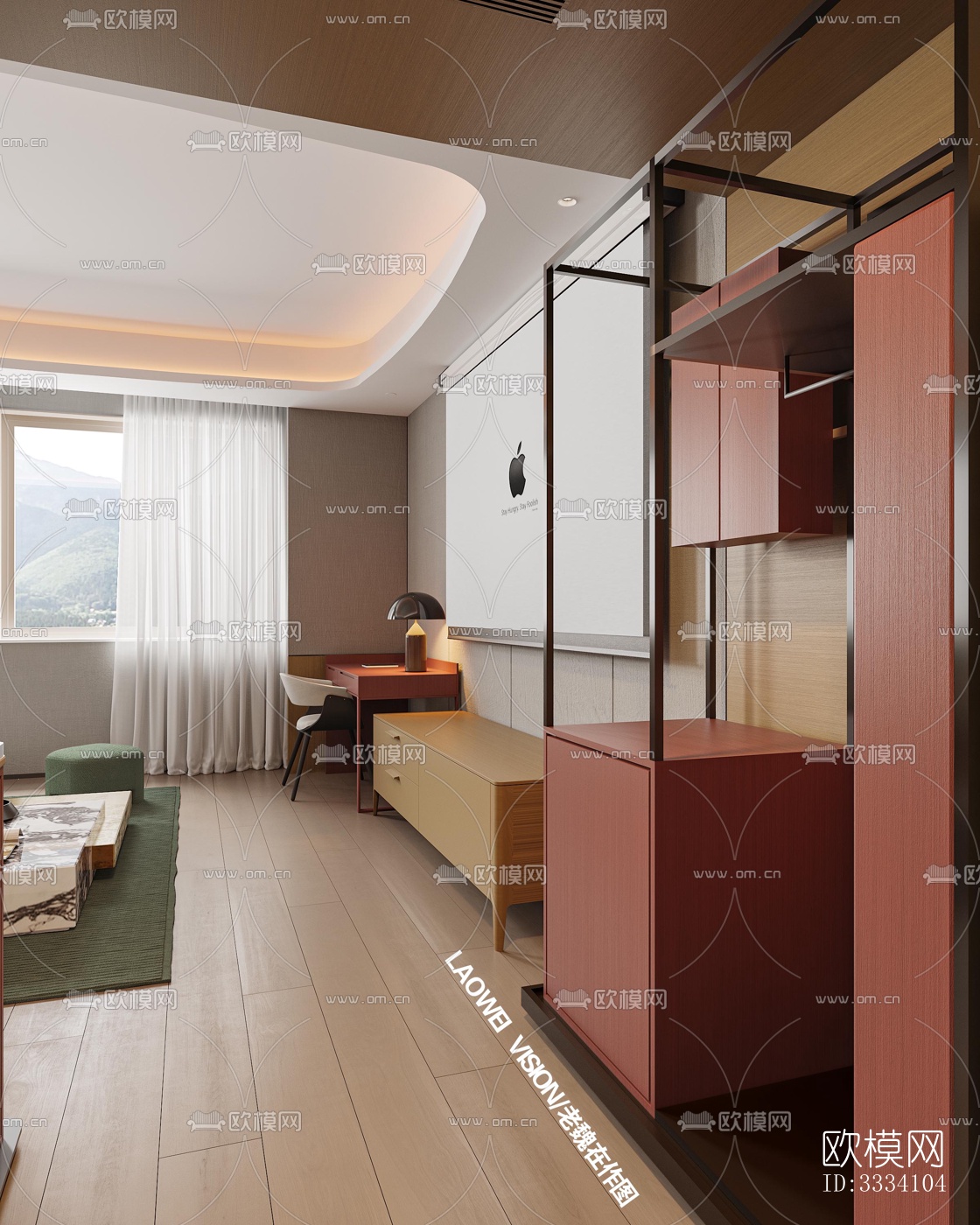 现代卧室效果图下载（渲染图3）