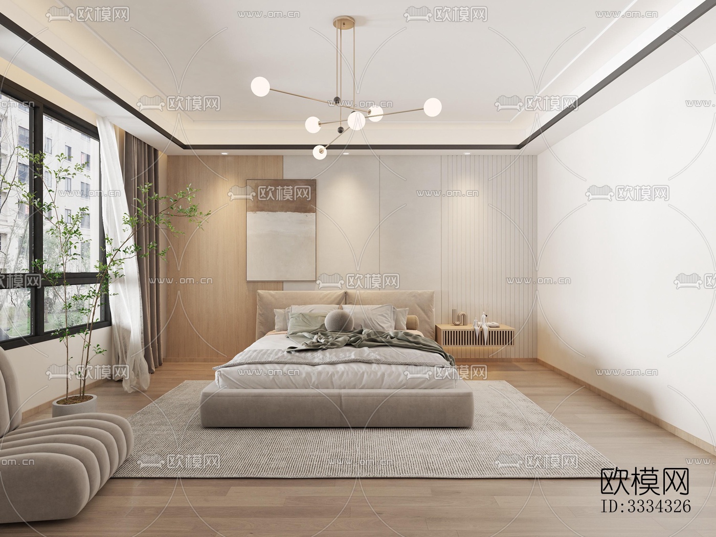 现代卧室效果图下载（渲染图5）