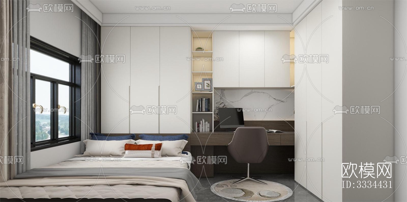现代卧室效果图下载（渲染图4）
