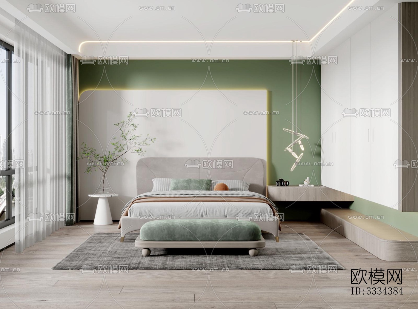 现代卧室效果图下载（渲染图5）